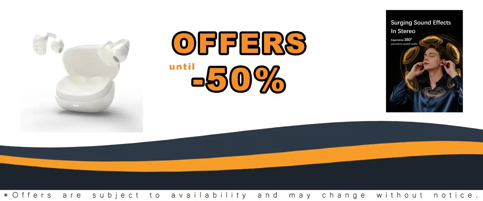 open ear clip on earbuds Bluetooth 6.0 dynamic sound wireless headphones black