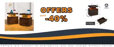 HOMMPA Set of 2 LED Nightstand with Wireless Charging Station