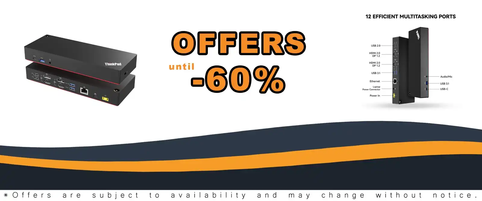 ThinkPad Universal Hybrid USB-C Docking Station with HDMI cable and cable ties